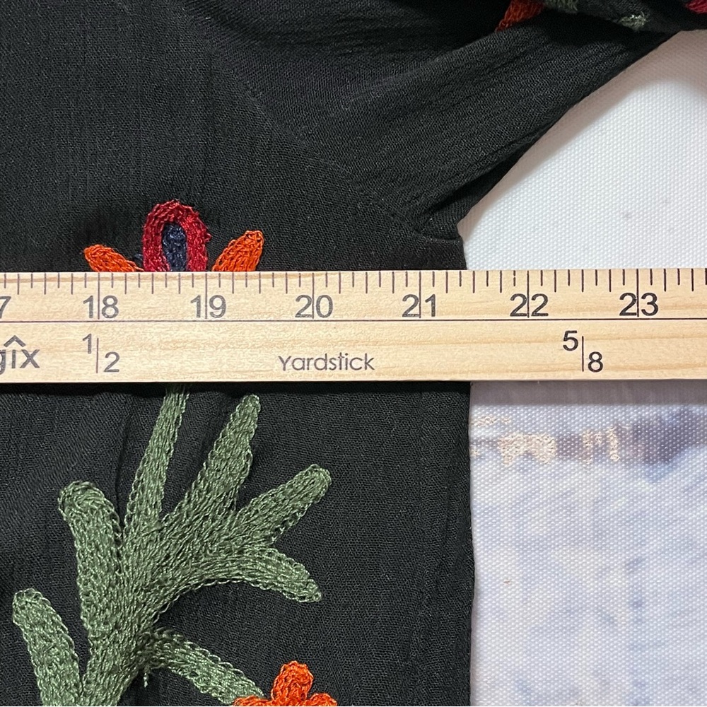 LAURIE FELT Black Peasant Blouse with Multicolor Floral Embroidery - Picture 14 of 16